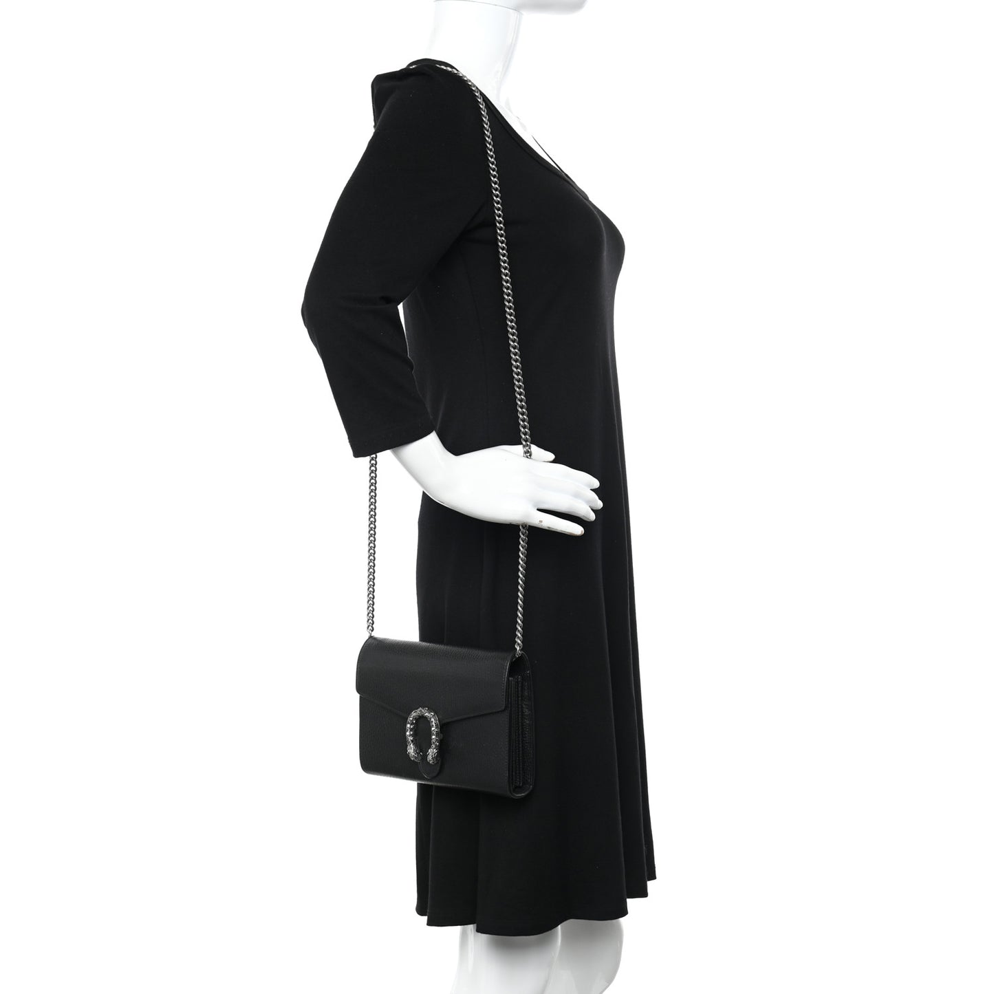 Calfskin Mini Dionysus Chain Wallet Black