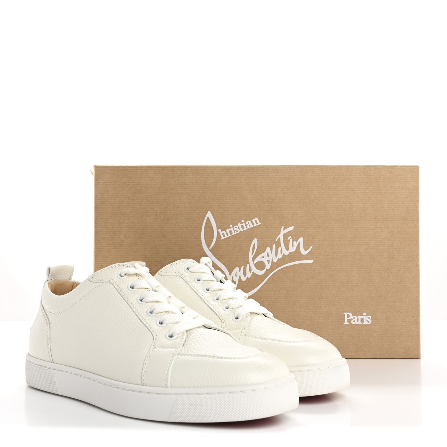 Grained Calfskin Rantulow Flat Sneakers 42 Latte