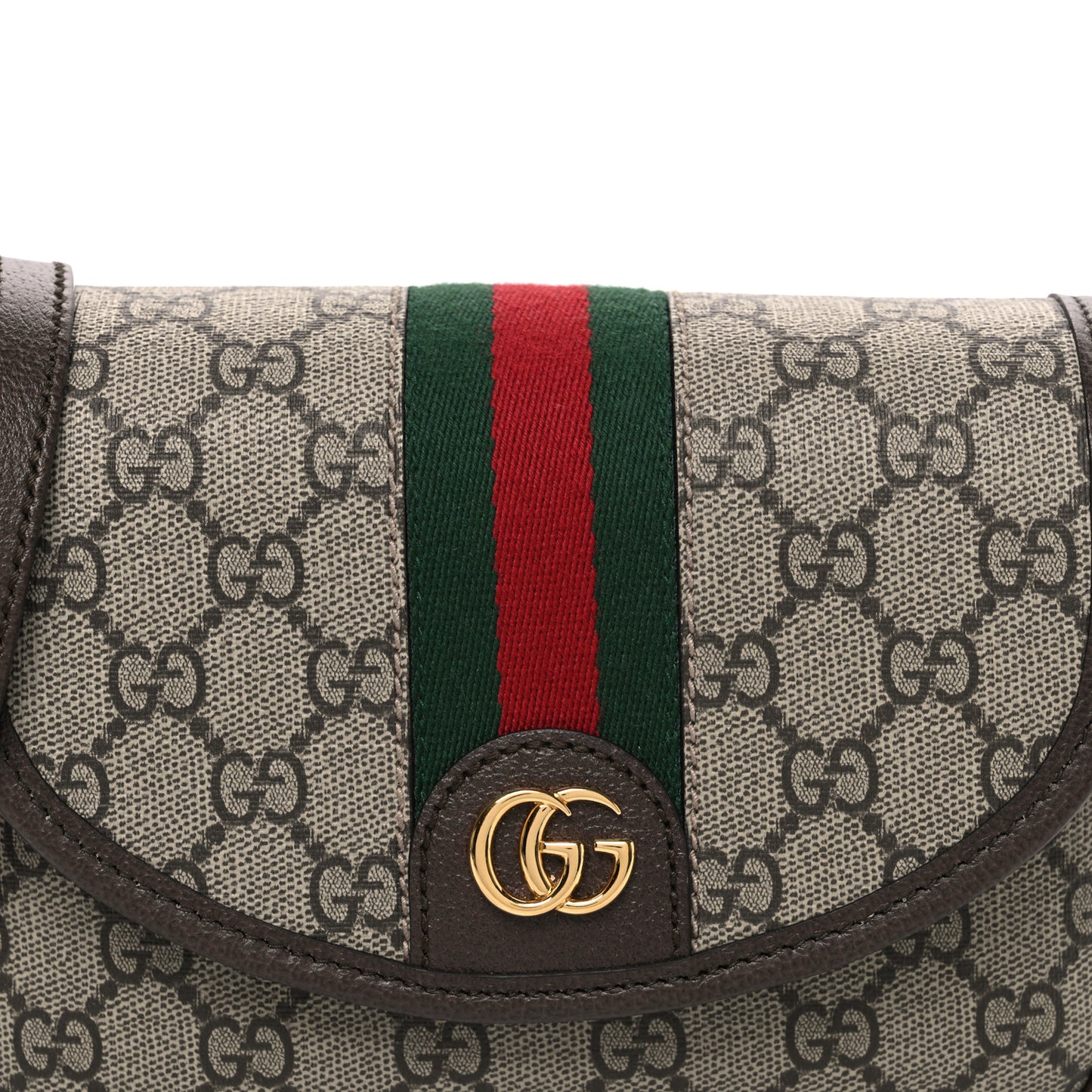 GG Supreme Monogram Textured Dollar Calfskin Mini Ophidia Flap Shoulder Bag Beige Ebony New Acero
