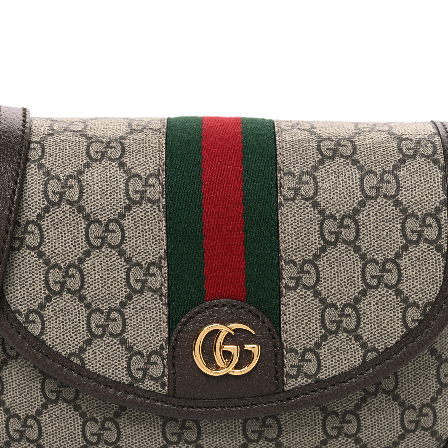 Gucci GG Supreme Monogram Textured Dollar Calfskin Mini Ophidia Flap Shoulder Bag Beige Ebony New Acero 8 of 10