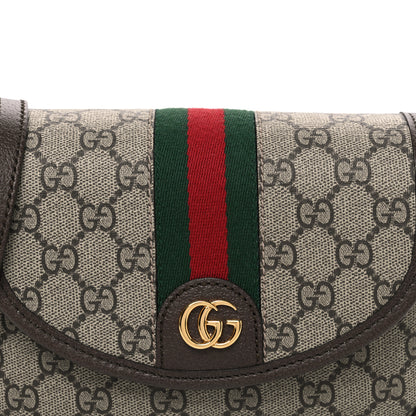 Gucci GG Supreme Monogram Textured Dollar Calfskin Mini Ophidia Flap Shoulder Bag Beige Ebony New Acero 8 of 10