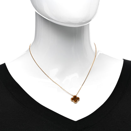Van Cleef & Arpels 18K Yellow Gold Tiger Eye Vintage Alhambra Pendant Necklace 2 of 6