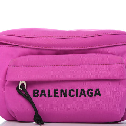 Balenciaga Sport Nylon Logo Embroidered Small Wheel Beltpack Fuchsia Black 9 of 9