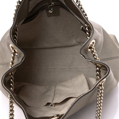 Gucci Metallic Pebbled Calfskin Medium Soho Chain Shoulder Bag Golden Beige 5 of 13