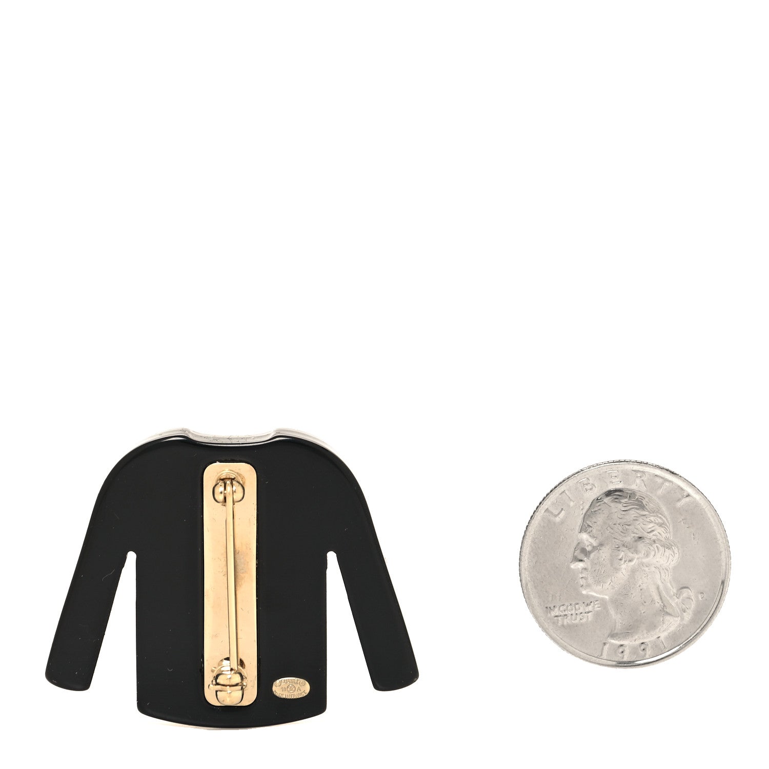 Chanel Resin Sweater CC Brooch Black White 2 of 4
