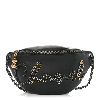 Chanel Calfskin Chain 20s Signe Waist Bag Black 1 of 10