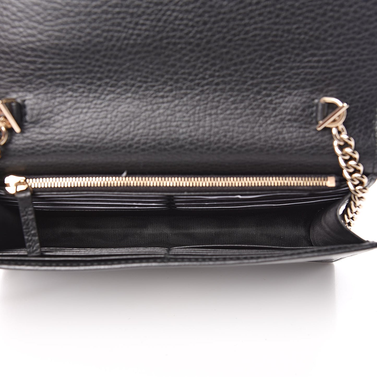 Dollar Calfskin Interlocking G Chain Wallet Black