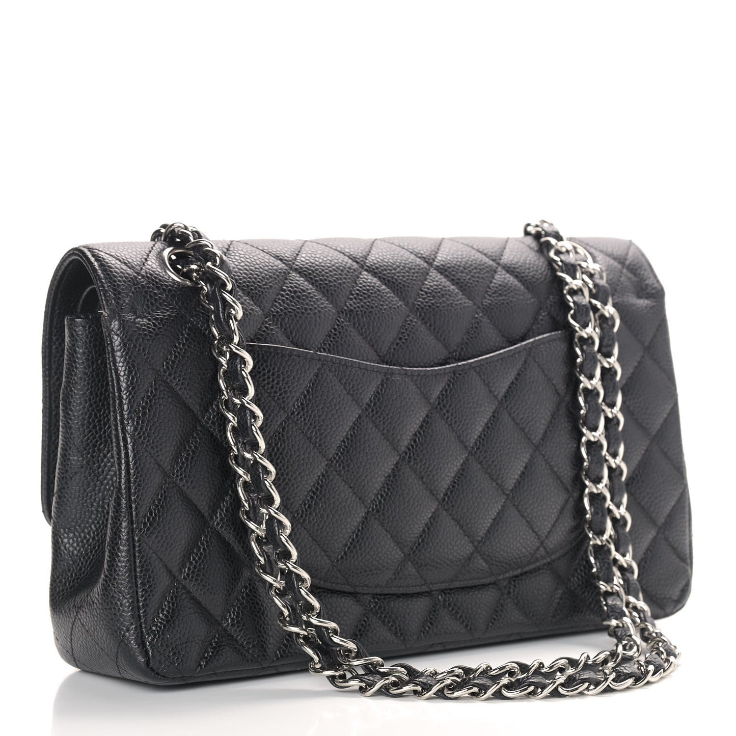 Caviar Quilted Medium Double Flap Black
