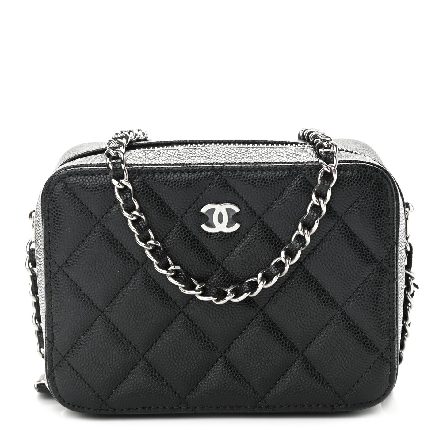 Caviar Quilted CC Vanity Case With Chain Black