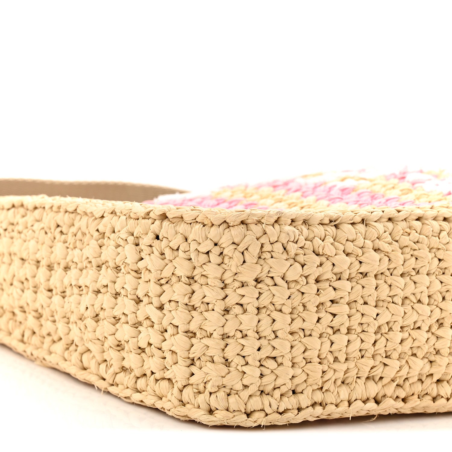 Prada Yarn Raffia Effect Crochet Striped Re-Edition 2005 Shoulder Bag Naturale Petalo 10 of 11