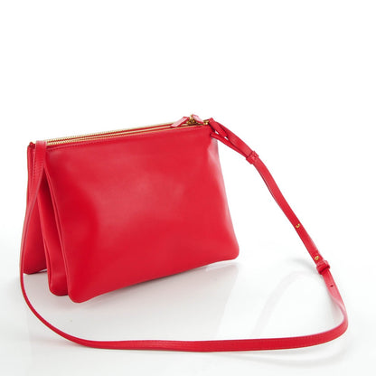 Celine Lambskin Large Trio Crossbody Bag Red 3 of 7