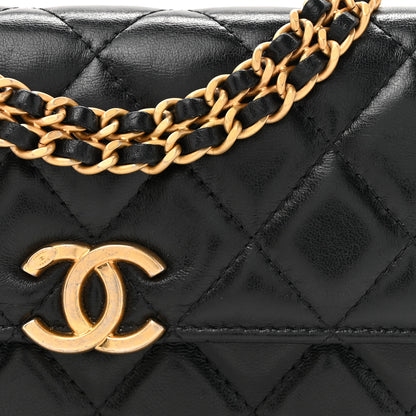 Chanel Lambskin Quilted CC Logo Flap Phone Holder With Chain Black 8 of 11
