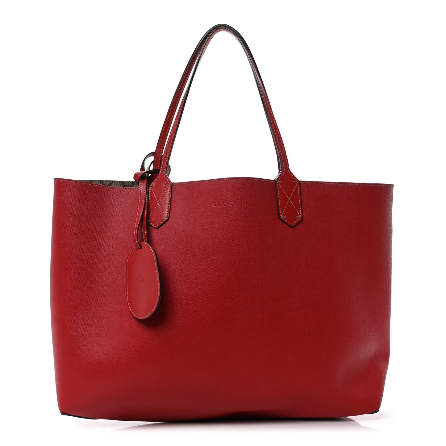GG Supreme Monogram Medium Reversible Tote Beige Red