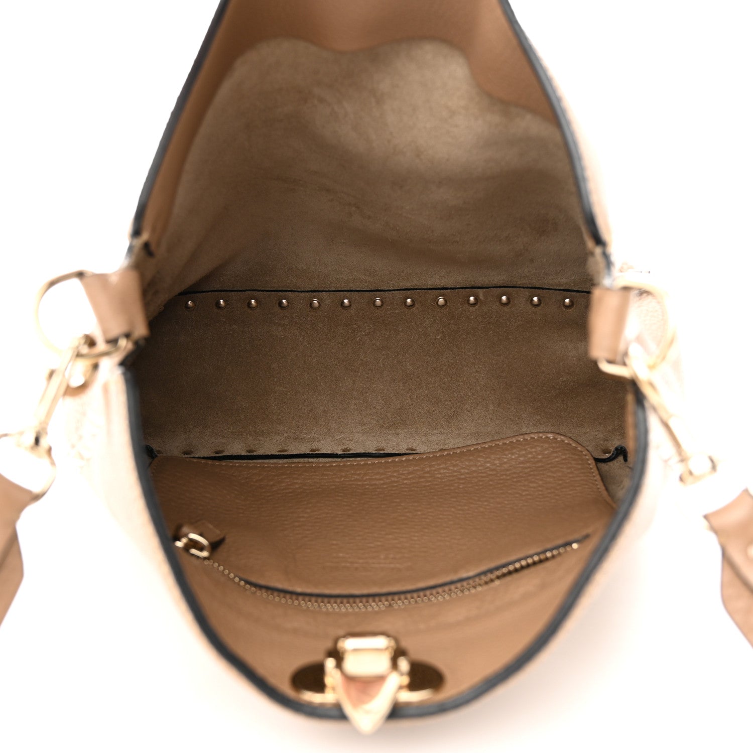 Valentino Garavani Pebbled Calfskin Small Rockstud Flip-Lock Messenger Bag Beige 5 of 10