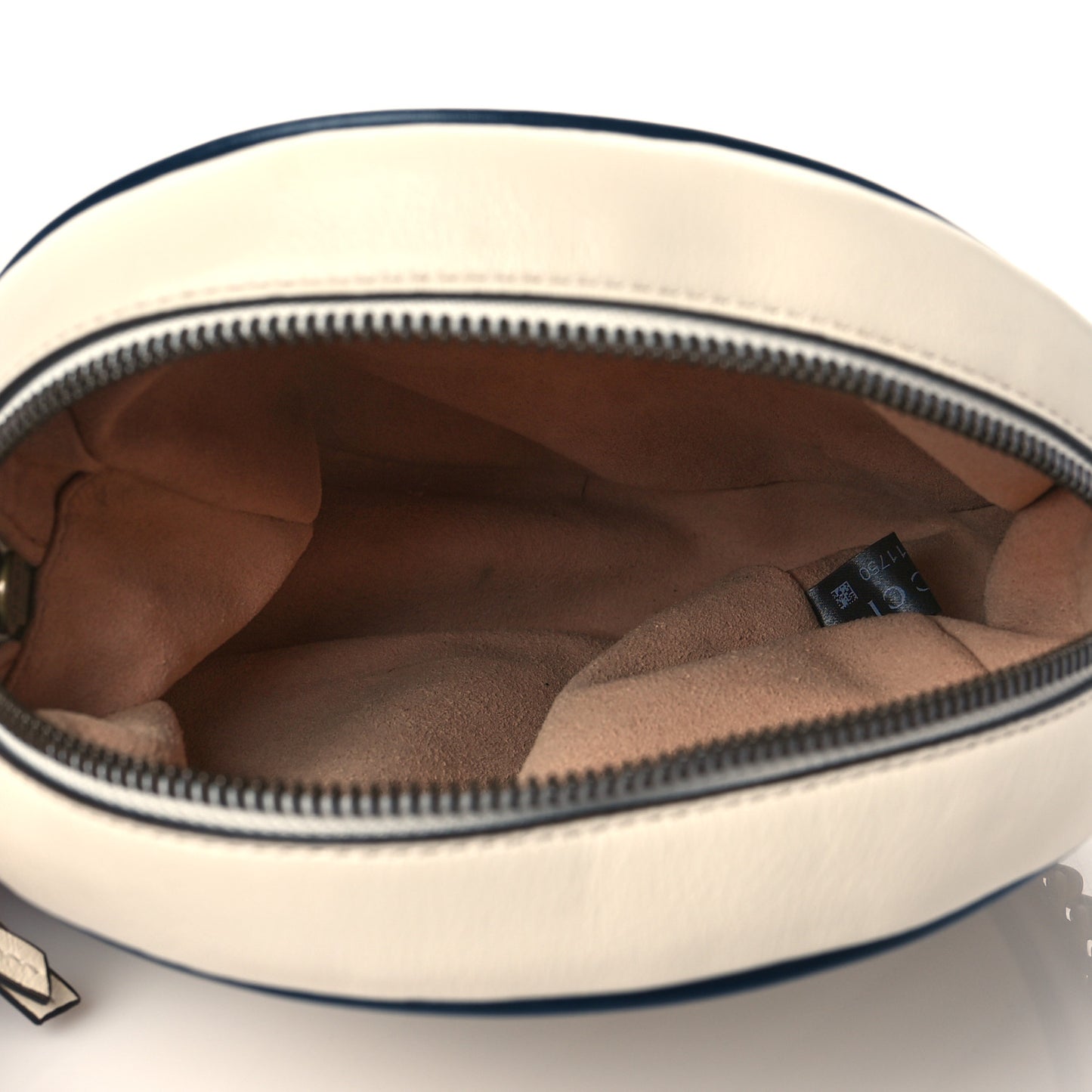 Azalea Calfskin Matelasse Diagonal Mini Torchon GG Marmont Round Shoulder Bag Mystic White Blue Agata