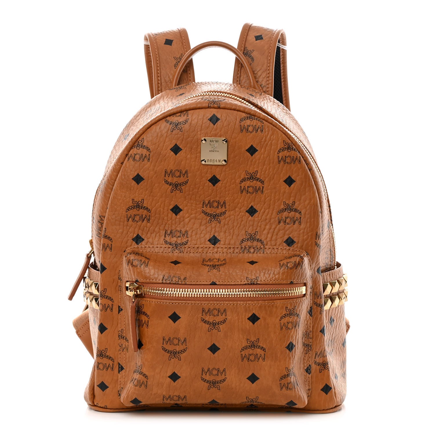 MCM Visetos Small Side Stud Stark Backpack Cognac 1 of 15
