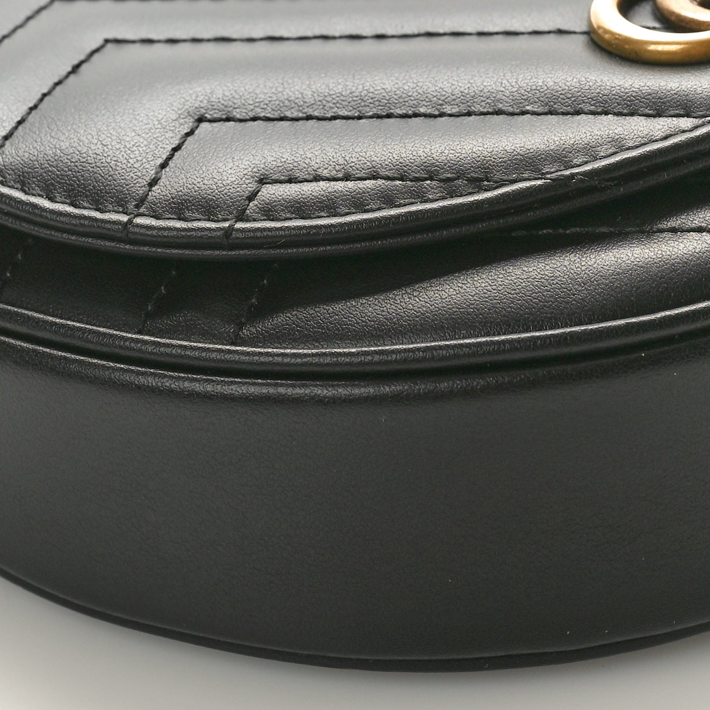 Calfskin Matelasse Mini GG Marmont Chain Half Moon Crossbody Bag Black