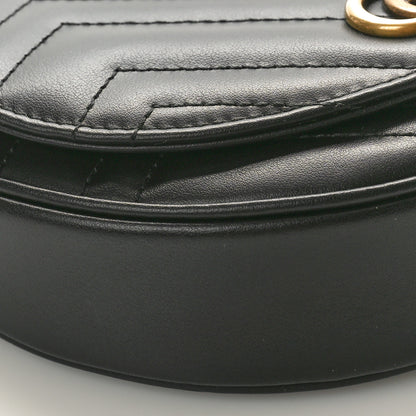 Gucci Calfskin Matelasse Mini GG Marmont Chain Half Moon Crossbody Bag Black 9 of 10