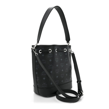 MCM Visetos Medium Dessau Drawstring Bucket Bag Black 4 of 10