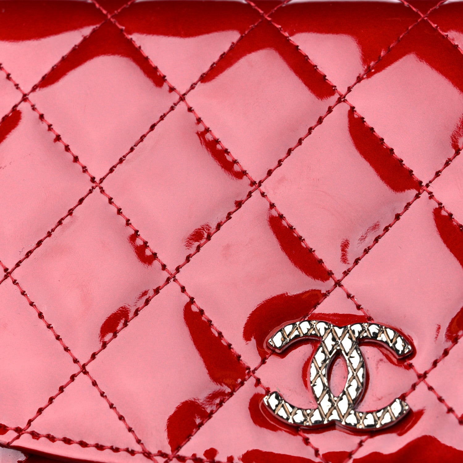 Chanel Patent Quilted Brilliant Wallet On Chain WOC Red 16 of 18