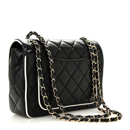 Chanel Lambskin Quilted Resin Graphic Frame Flap Bag Black White 3 of 11