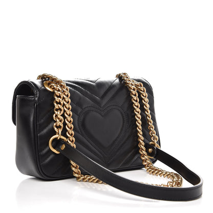 Gucci Calfskin Matelasse Mini GG Marmont Shoulder Bag Black 4 of 9