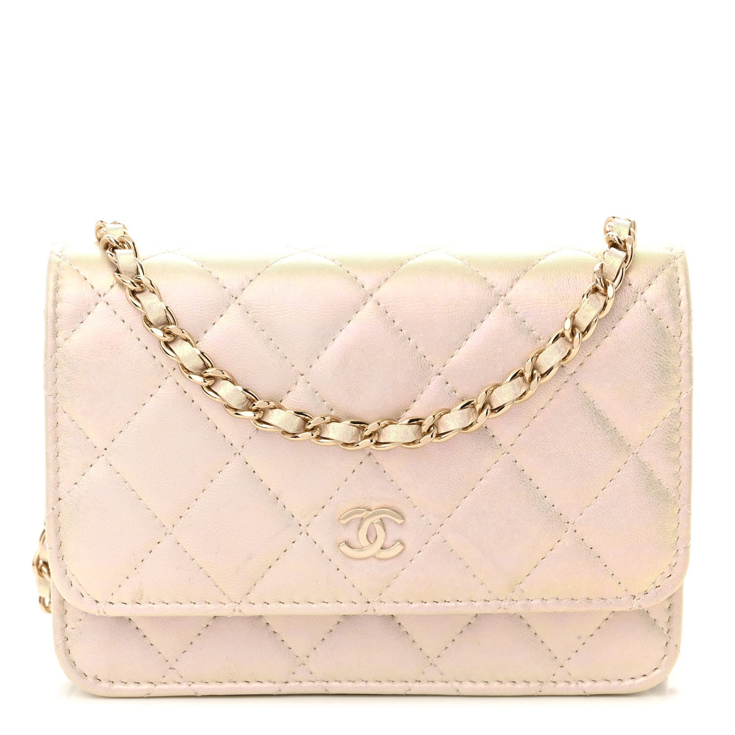 Chanel Iridescent Lambskin Quilted Mini Wallet On Chain WOC Ivory 1 of 11