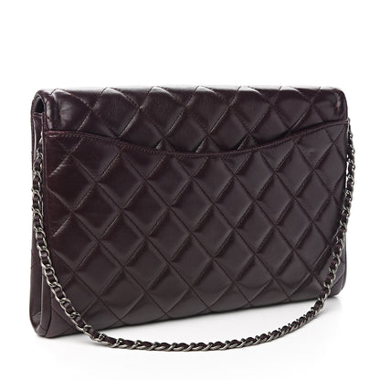 Chanel Lambskin Quilted Clutch With Chain Flap Burgundy 2 of 9