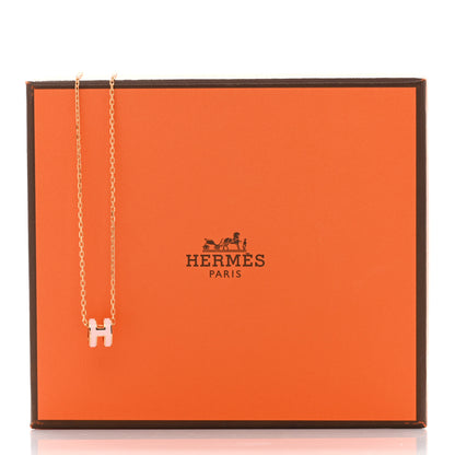 Hermes Lacquered Rose Gold Mini Pop H Pendant Necklace Rose Dragee 7 of 7