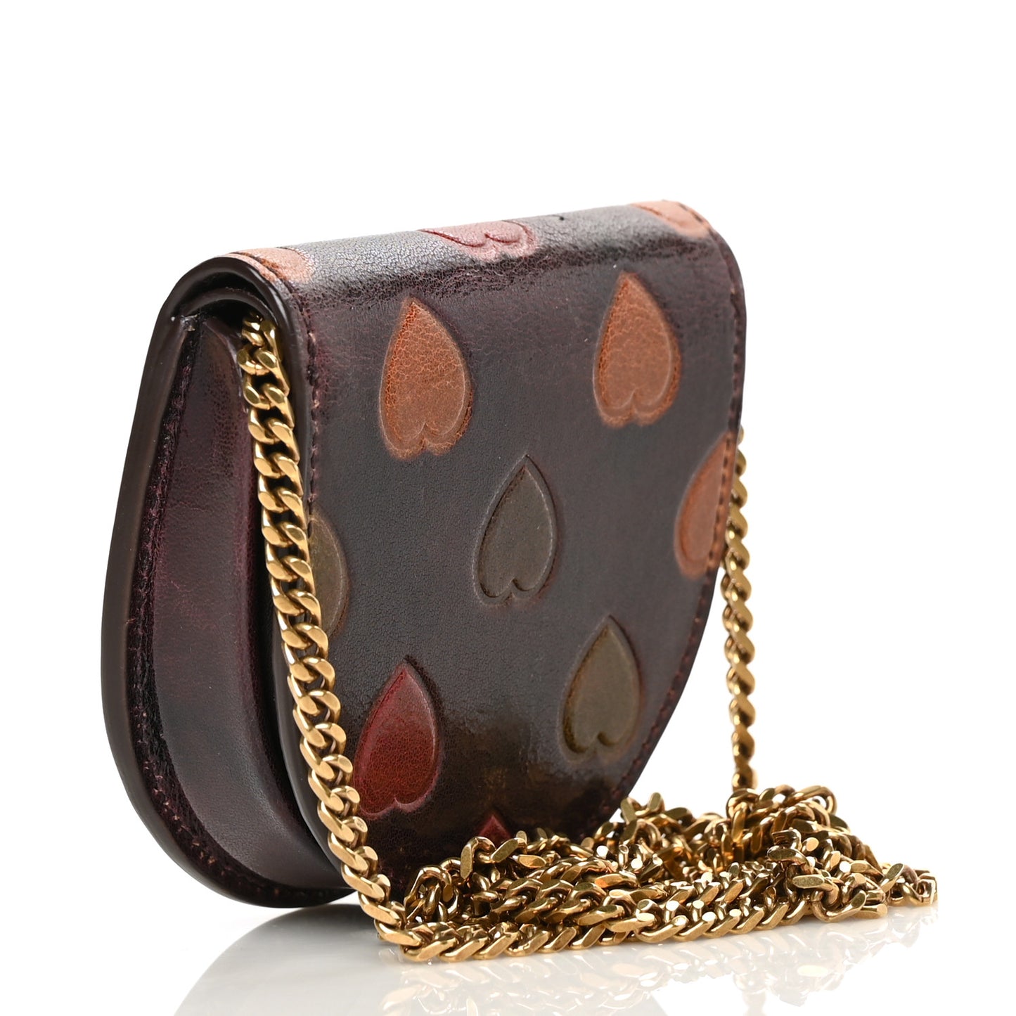 Lambskin Heart Embossed Monogram Baby Kaia Crossbody Vintage Cognac