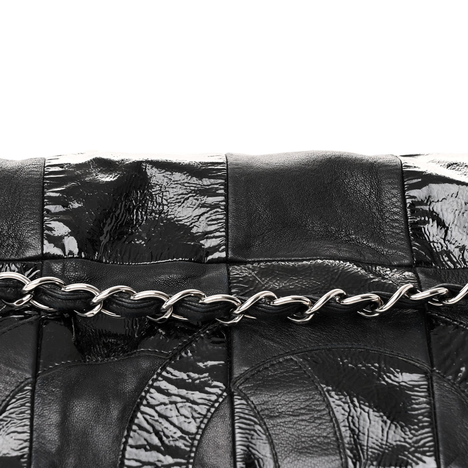 Chanel Lambskin Patent Calfskin Brooklyn Patchwork Accordion Flap Black 8 of 12