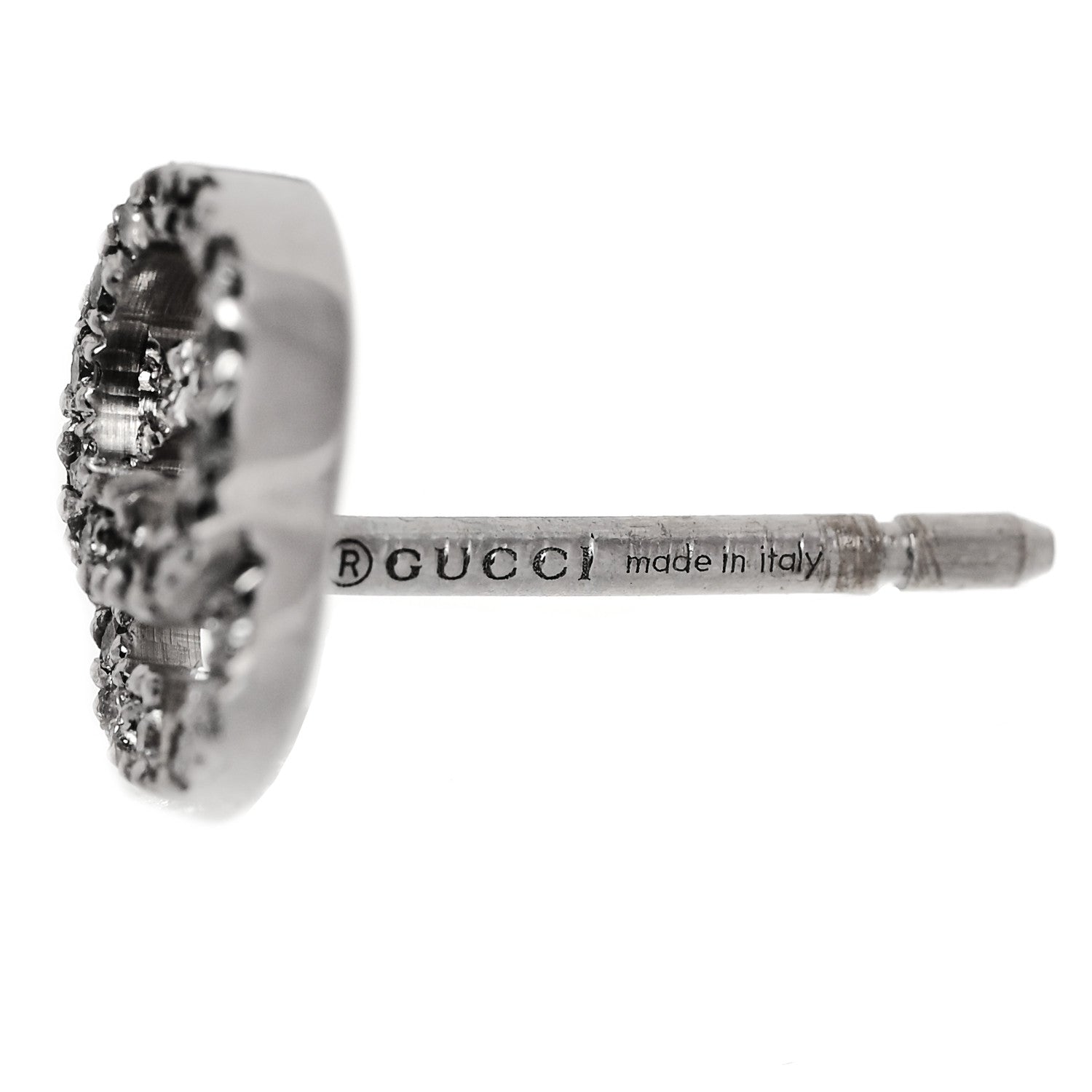 Gucci 18K White Gold Diamond Mini Running G Earrings 4 of 5
