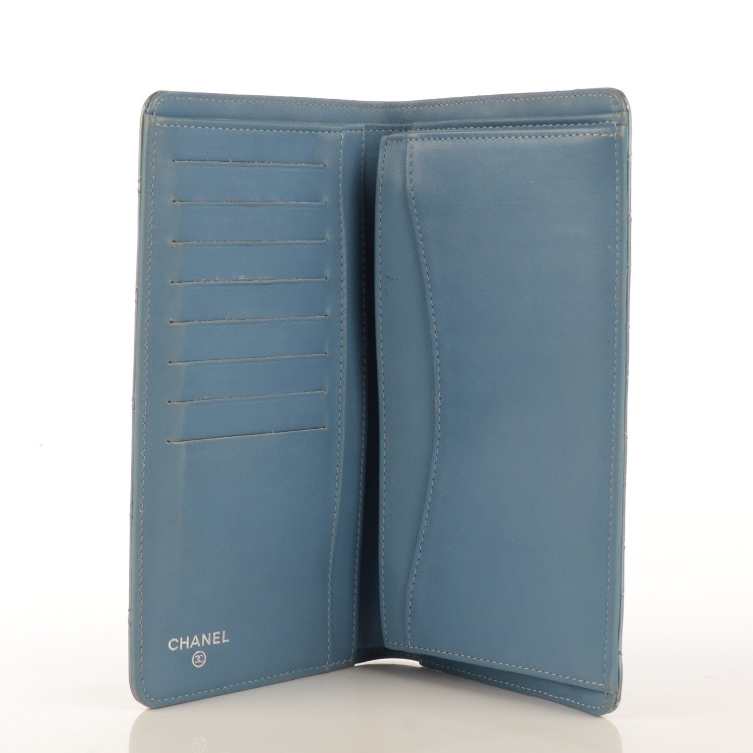 Chanel Patent Calfskin Quilted Yen Wallet Blue 5 of 8