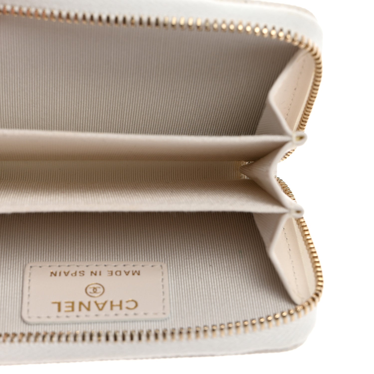 Chanel Caviar Quilted Zip Coin Purse White 5 of 8