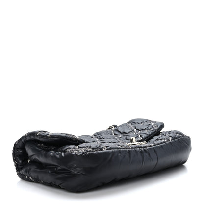 Chanel Nylon Quilted Tweed Stitch Medium Bubble Flap Black 4 of 11