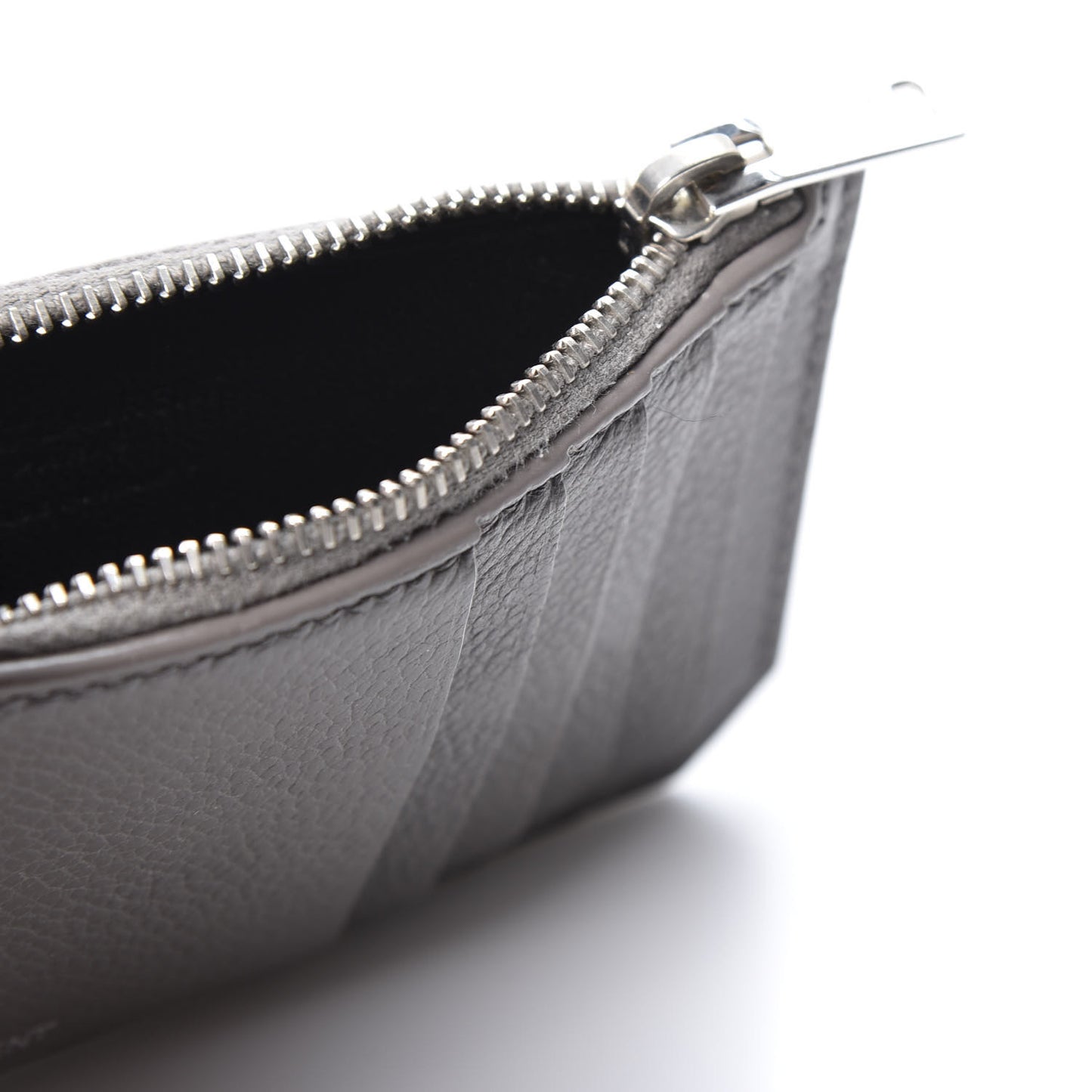 Grained Calfskin 5 Fragments Zip Pouch Card Holder Earth