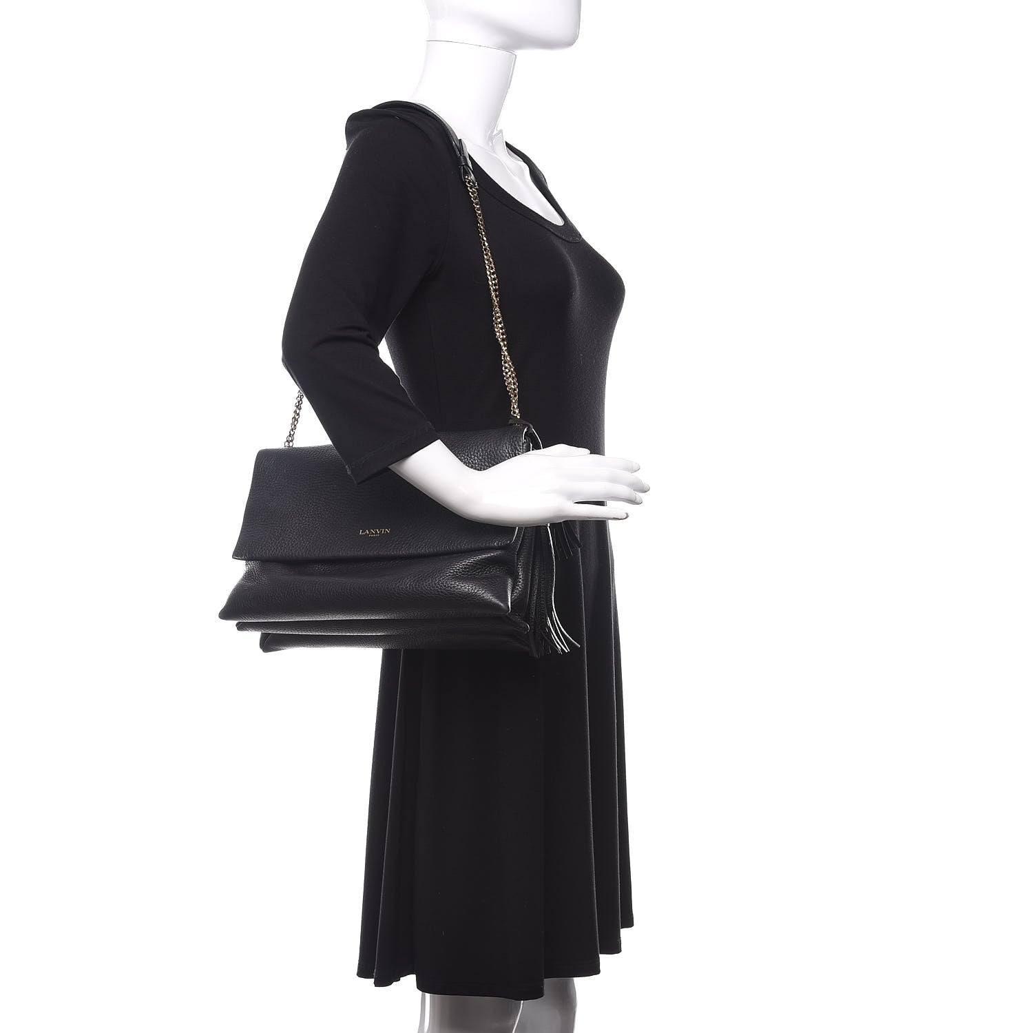 Lanvin Grained Calfskin Medium Sugar Flap Shoulder Bag Black 2 of 12