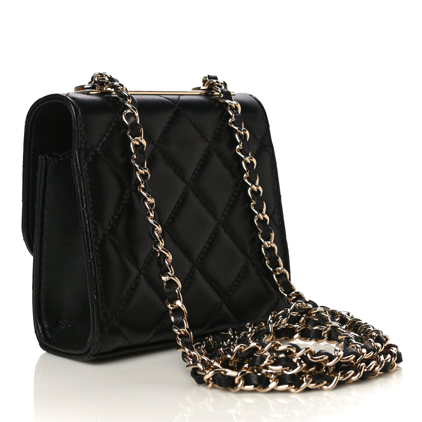 Lambskin Quilted Mini Trendy CC Chain Wallet Black