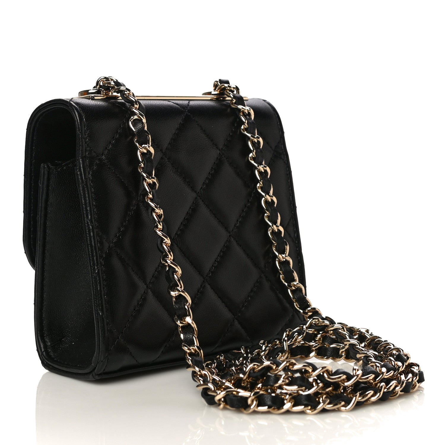 Chanel Lambskin Quilted Mini Trendy CC Chain Wallet Black 3 of 12