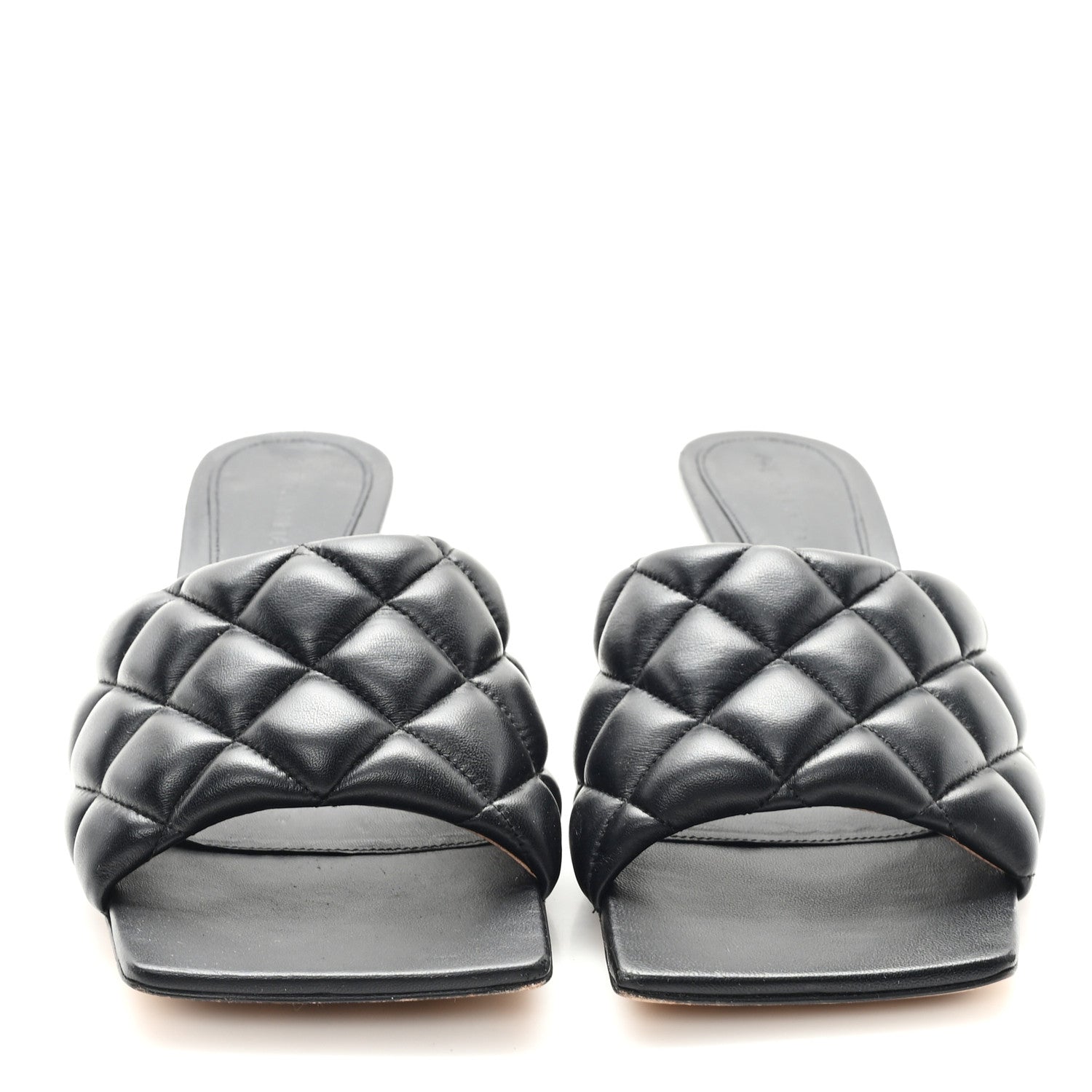 Bottega Veneta Nappa Matelasse Padded Mid Heel Mule Sandals 38.5 Black 3 of 8