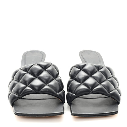 Bottega Veneta Nappa Matelasse Padded Mid Heel Mule Sandals 38.5 Black 3 of 8