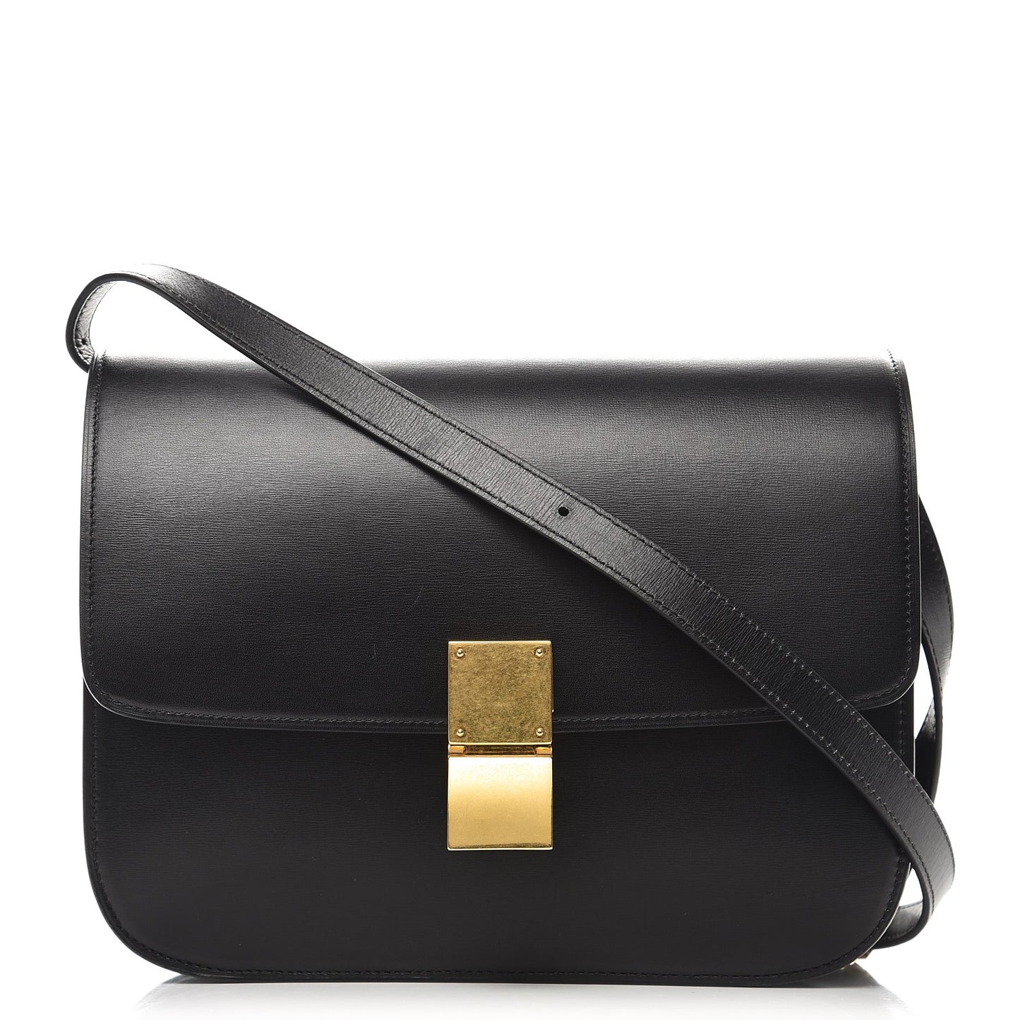 Box Calfskin Medium Classic Box Flap Bag Black