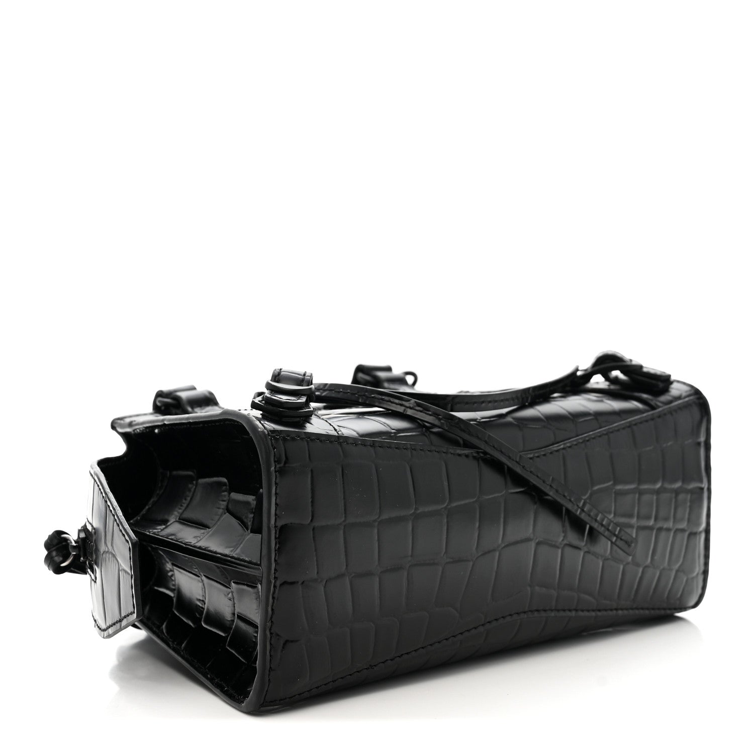 Balenciaga Semi Shiny Calfskin Crocodile Embossed Neo Classic