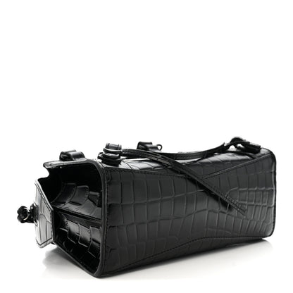 Balenciaga Semi Shiny Calfskin Crocodile Embossed Neo Classic Black Hardware Mini City Black 4 of 10