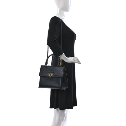 Salvatore Ferragamo Calfskin Trifolio Top Handle Bag Black 2 of 11