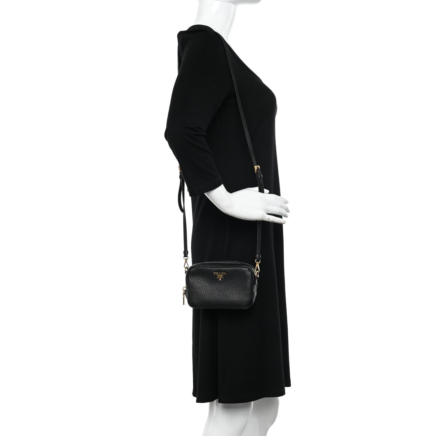 Prada Vitello Daino Mini Camera Crossbody Black 2 of 11