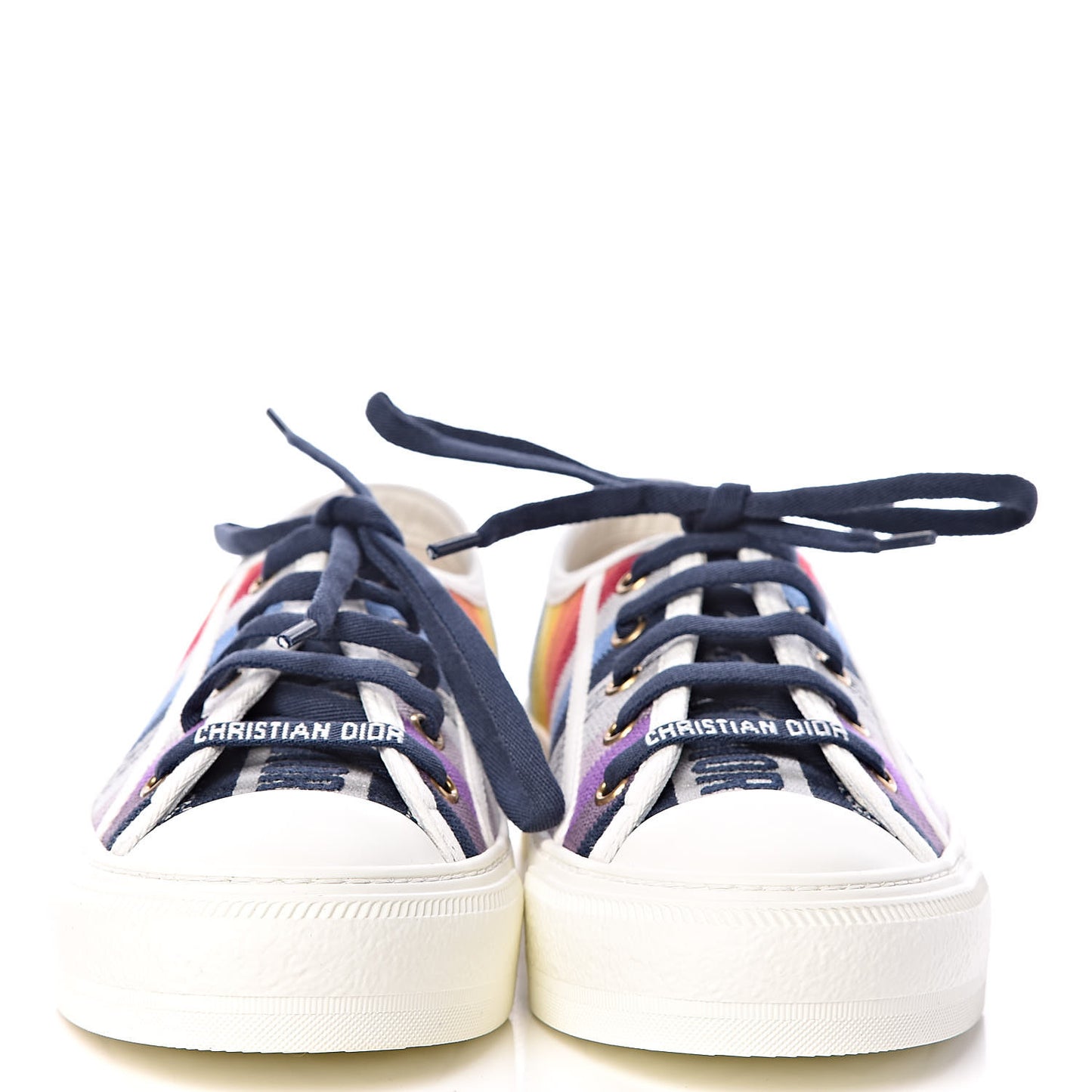 Canvas Rainbow Embroidered Womens Walk'N'Dior Low Top Sneakers 36.5 Multicolor
