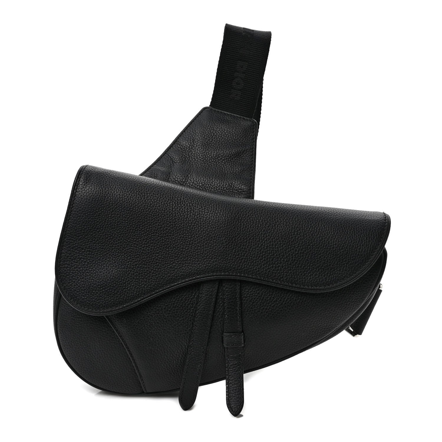 Christian Dior Grained Calfskin Mens Saddle Pouch Black 1 of 9