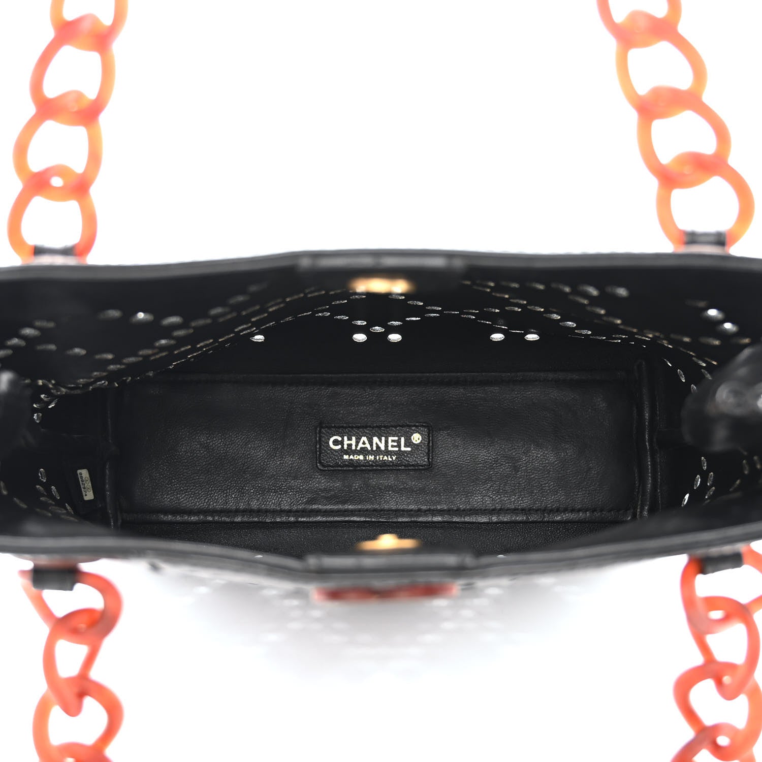 Chanel Patent Perforated Bekko Chain Tote Black 5 of 12