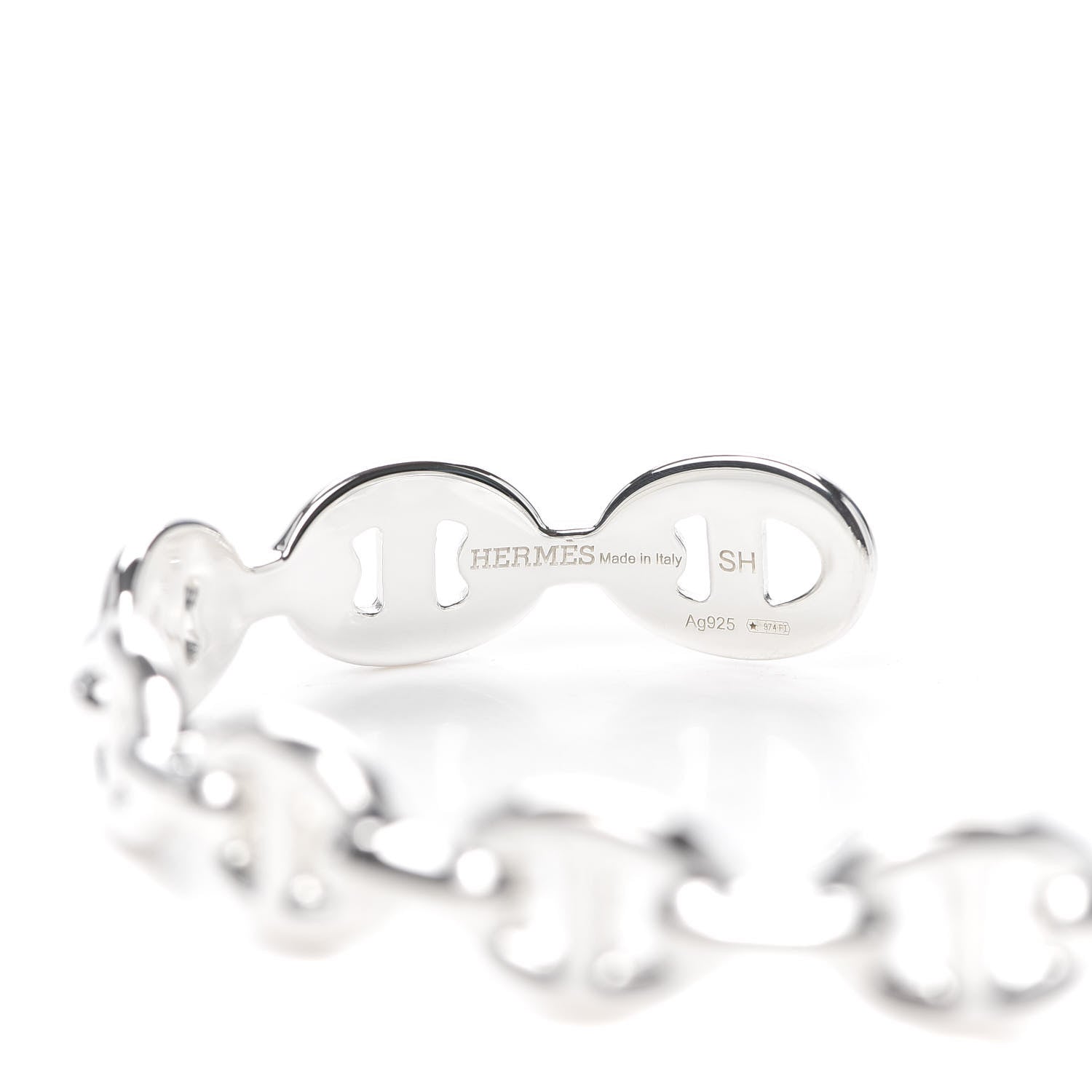 Hermes Sterling Silver MM Chaine d'Ancre Enchainee Cuff Bracelet SH 4 of 5
